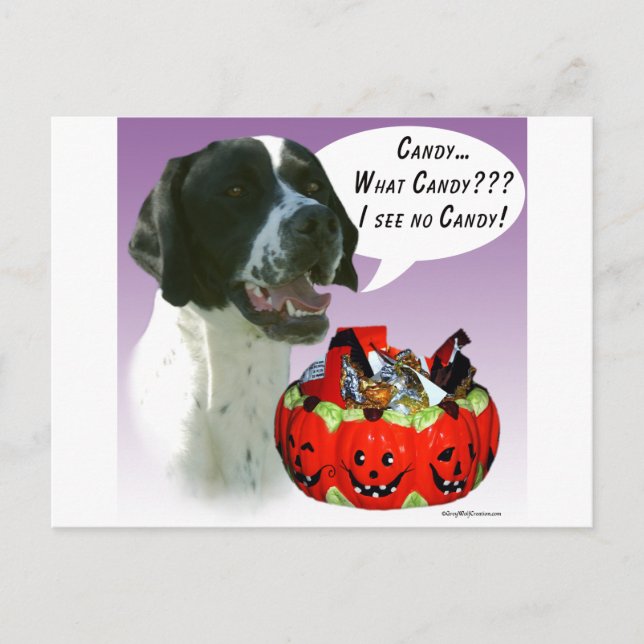 Cartão Postal Ponteiro (preto) Halloween Candy (Frente)