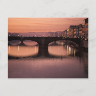 Cartão Postal Pontes sobre o rio Arno ao pôr do sol, 2