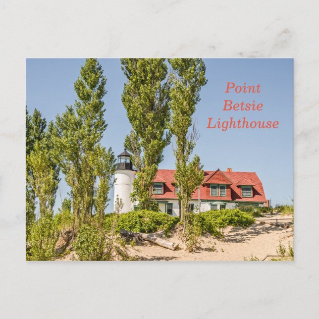 Cartão Postal Ponto Betsie Lighthouse no lago Michigan (Frente)