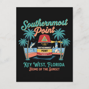 Cartão Postal Ponto Mais ao Sul Key West Vibração Tropical Retrô