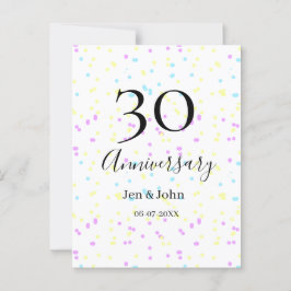 Cartão Postal Pontos azuis rosa amarelos 30º nome do aniversário