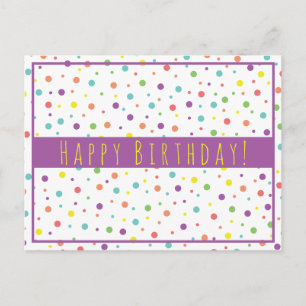 Cartão Postal Pontos de Bolinhas de Aniversário Feliz Aniversári