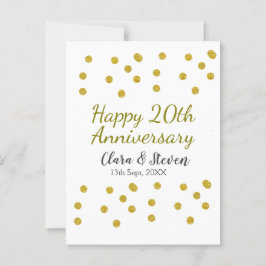 Cartão Postal Pontos dourados brilham feliz aniversário de 20 an