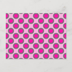 Cartão Postal Pontos retrorreflectores circulados, fúcsia, cinza