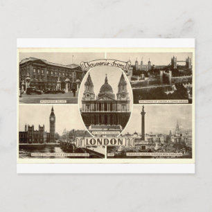 Cartão Postal Pontos Turísticos de Londres Sépia Antiga Lembranç