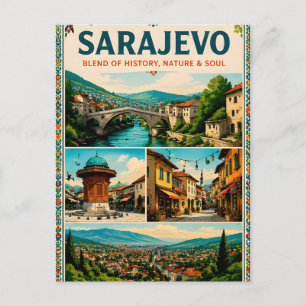 Cartão Postal 🗺️ Pontos Turísticos de Sarajevo Colagem de Memór
