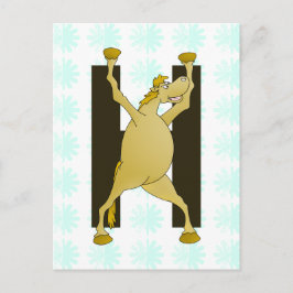 Cartão Postal Pony Monograma - Letra H Personalizada