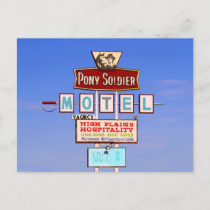Cartão Postal Pony Soldier Motel Sinal, Tucumcari, N.M.