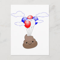 Poo Emoji Voando Com Balões