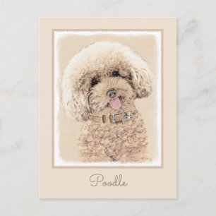 Cartão Postal Poodle (Brinquedo, Miniatura) Pintura Original De