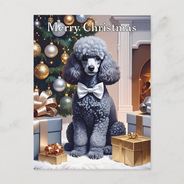 Cartão Postal Poodle Christmas (Frente)