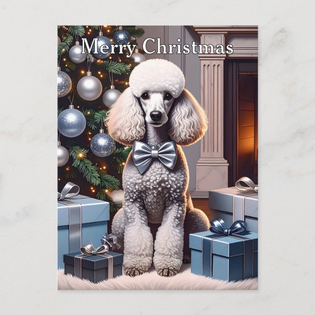 Cartão Postal Poodle Christmas (Frente)