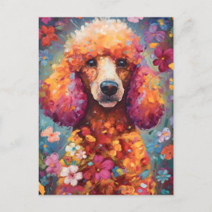 Cartão Postal Poodle Colorful