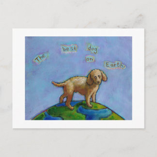 Cartão Postal Poodle é o melhor cão na pintura de arte bonitinha