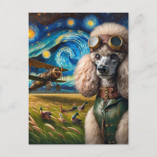 Cartão Postal Poodle e patos steampunk