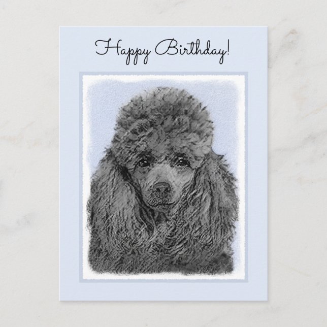 Cartão Postal Poodle Painting Miniature Toy Black (Frente)