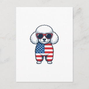 Cartão Postal Poodle Patriótico de Óculos de Sol Desenho Vetoria