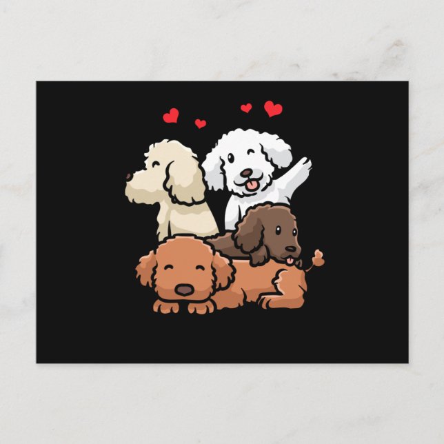 Cartão Postal Poodle Puppies (Frente)