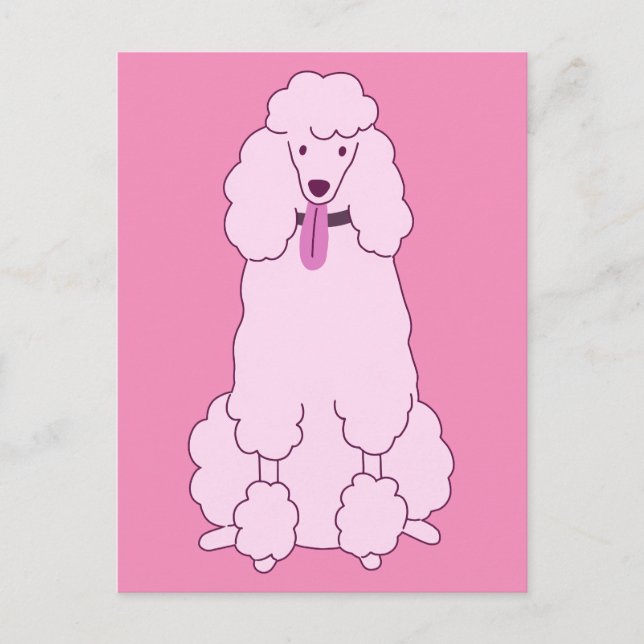 Cartão Postal Poodle Rosa (Frente)