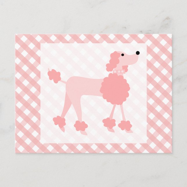 Cartão Postal Poodle Rosa (Frente)
