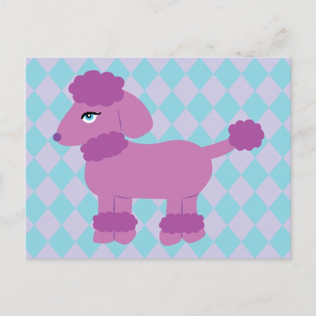 Cartão Postal Poodle Roxo (Frente)