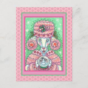 CARTÃO POSTAL POÓDULO DE PINTA-DE-PINTA CUTA E SNOWGLOBE SNOWMAN