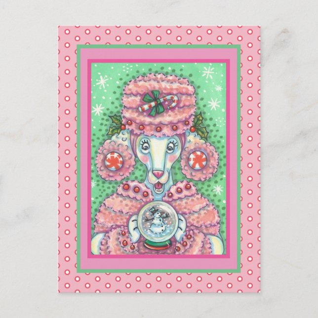 CARTÃO POSTAL POÓDULO DE PINTA-DE-PINTA CUTA E SNOWGLOBE SNOWMAN (Frente)