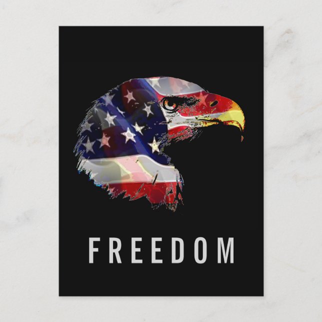Cartão Postal Pop Art American Flag Eagle Freedom Patriot (Frente)