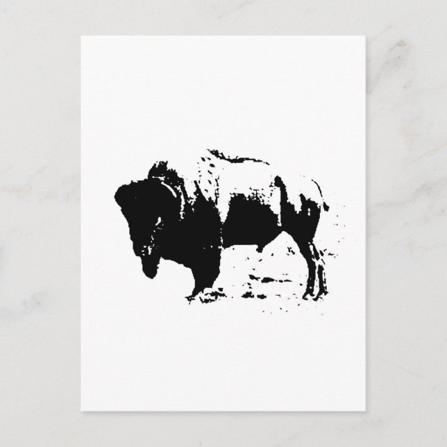 Cartão Postal Pop Art Black & White Buffalo Silhout (Frente)