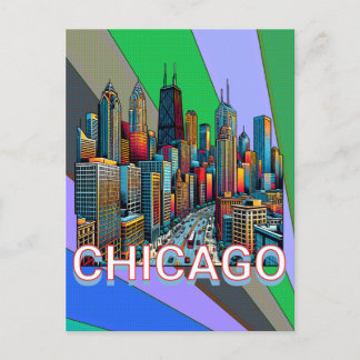 Cartão Postal Pop-art Comic Book Style Chicago Illinois Keepsaam