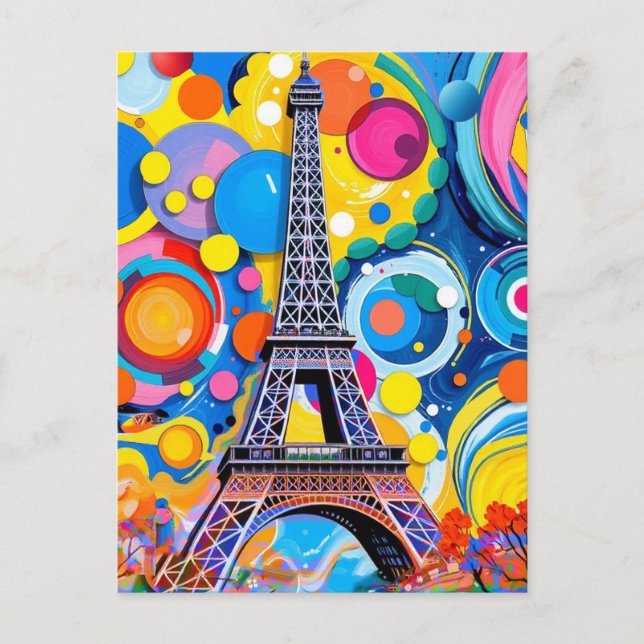 Cartão Postal Pop Art da Torre Eiffel (Frente)