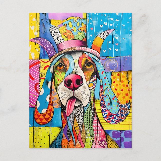 Cartão Postal Pop-Art Dog Portrait in Retro Style (Frente)