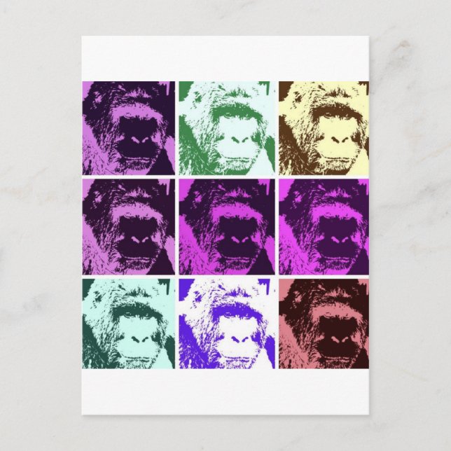 Cartão Postal Pop Art Gorilla Faces (Frente)