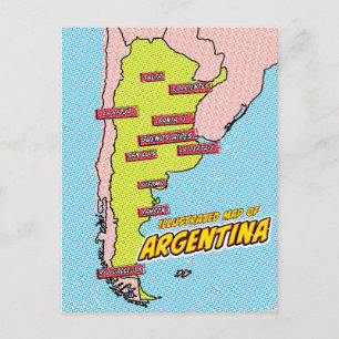 Cartão Postal Pop Art Ilustrado Argentina