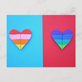 Cartão Postal Pop Art Love Twin Rainbow Hearts