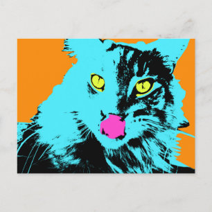 Cartão Postal Pop Art Maine Coon Cat