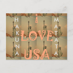 Cartão Postal Pop-Art Patriótico: "I Love USA" Graphic Art Desig
