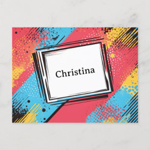 Cartão Postal Pop Art Personalizado Name Design: Vibrant & Bold