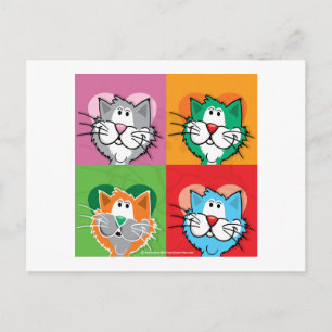 Cartão Postal Pop Art Quilt Cat