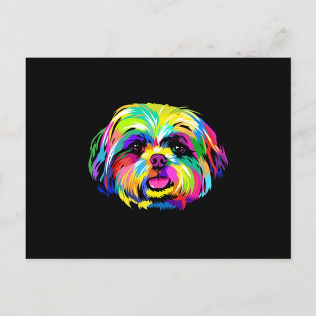 Cartão Postal Pop Art Shih Tzu Dog Lovers (Frente)