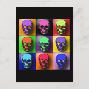 Cartão Postal Pop Art Skulls Halloween Design