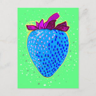 Cartão Postal Pop Art Strawberry Blue