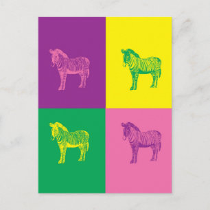 Cartão Postal Pop Art Zebra