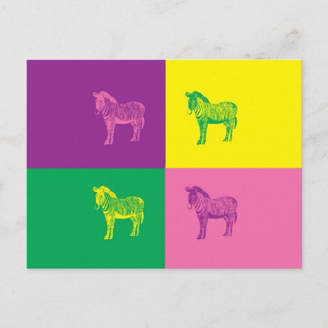 Cartão Postal Pop Art Zebra (Frente)