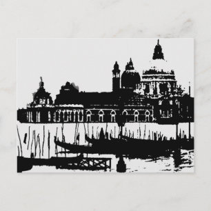 Cartão postal Pop branco preto Veneza Itália Viage