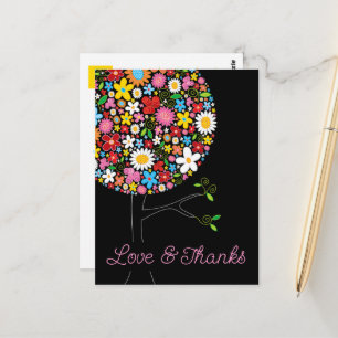 Cartão Postal Pop da Flores de primavera Casamento de Árvore Ob