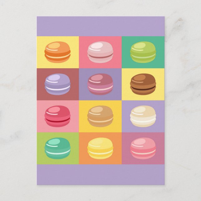 Cartão Postal Pop de Arte de Pastel Cujo Macaron (Frente)