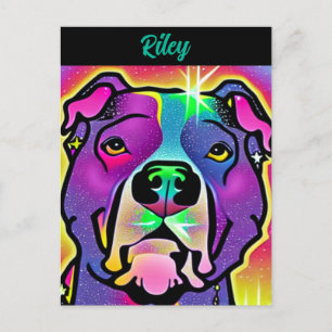 Cartão Postal Pop de Arte do Cão Pitbull Personalizada
