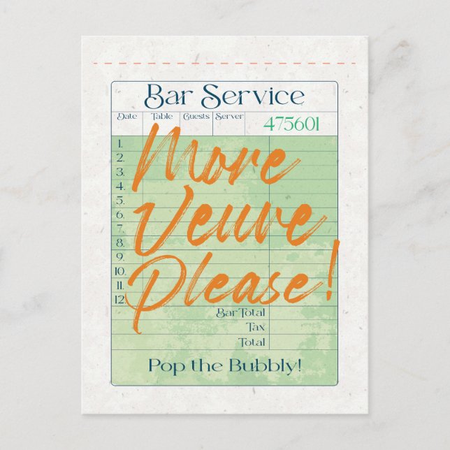 Cartão Postal Pop do Champagne de Recebimento de Verificação de  (Frente)