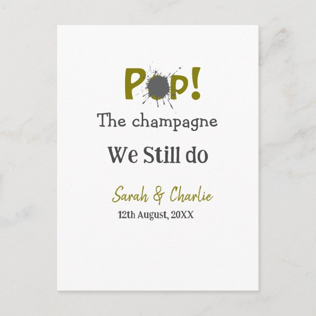 Cartão Postal Pop, o champanhe... ainda fazemos o nome de casal  (Frente)